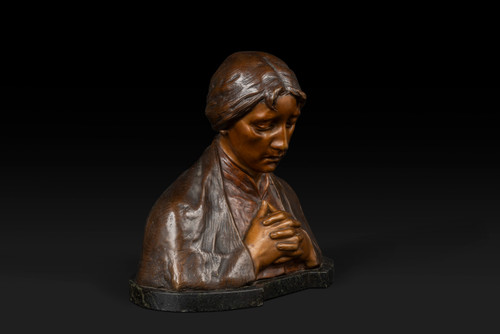"Mater Dolorosa" Busto in bronzo di Adolf Josef Pohl (1872-1930):