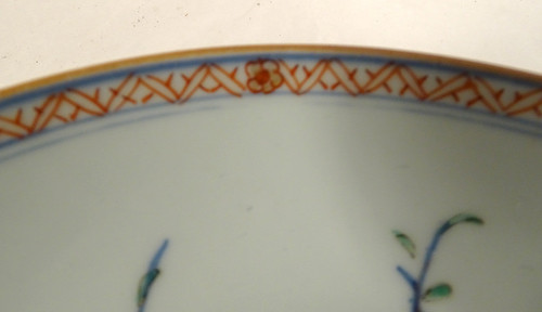 Coppia Piatti Cavi in Porcellana Cina Imari Fiori Peonie Qianlong XVIII Secolo