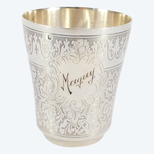 Timpani in solid silver engraved with the first name MAGUY 