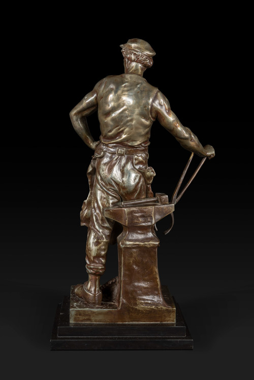 « LE TRAVAIL » Bronzestatue von Emile Louis Picault (1833-1915):