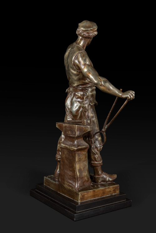 « LE TRAVAIL » Bronzestatue von Emile Louis Picault (1833-1915):