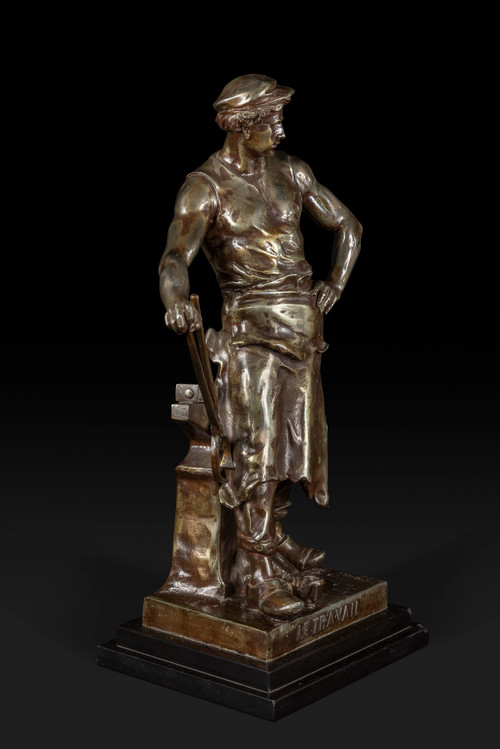 « LE TRAVAIL » Bronzestatue von Emile Louis Picault (1833-1915):