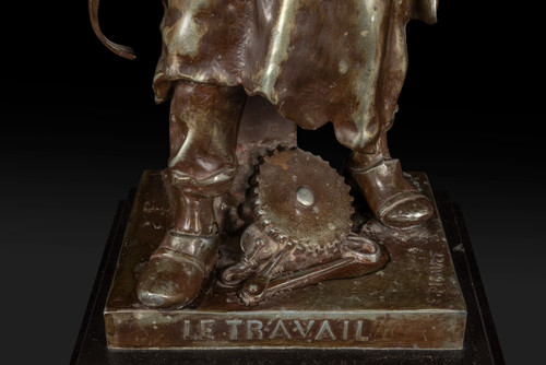 « LE TRAVAIL » Bronzestatue von Emile Louis Picault (1833-1915):