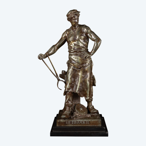 « LE TRAVAIL » Bronzestatue von Emile Louis Picault (1833-1915):