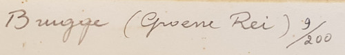 Gravure en couleurs, numérotée et signée, « GROENE GREI » (Bruges) de GIELIS PIERRE :