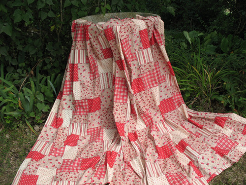 Pair of pure cotton patchwork style country decor curtains