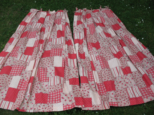 Pair of pure cotton patchwork style country decor curtains