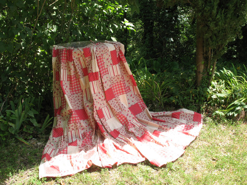 Pair of pure cotton patchwork style country decor curtains
