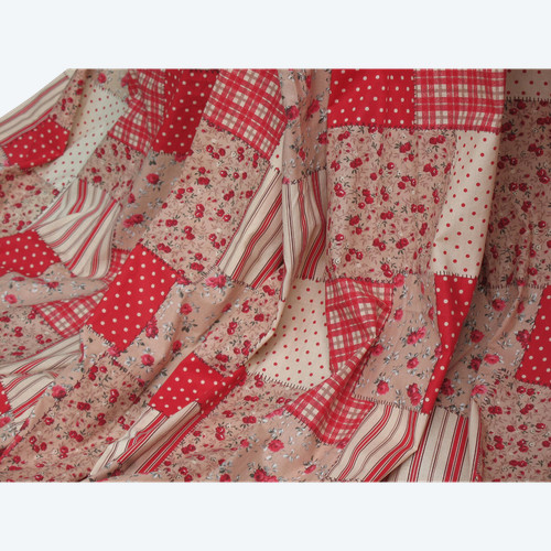 Pair of pure cotton patchwork style country decor curtains
