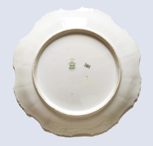 Piatto in porcellana di Limoges con decoro pesci dipinto a mano 
