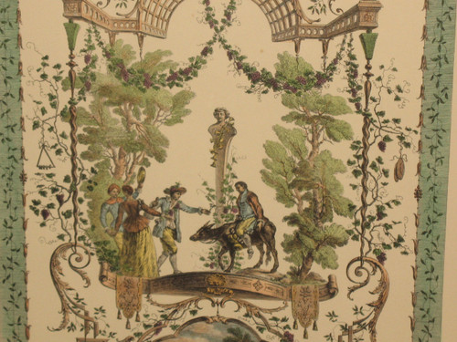 Bacchic feast after Watteau color engraving by J. Moyreau framed d: 66 x 91 cm 
