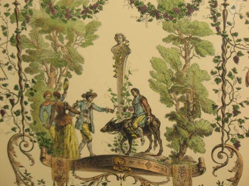 Bacchic feast after Watteau color engraving by J. Moyreau framed d: 66 x 91 cm 