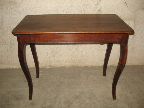 Table à écrire bureau époque 18ème Louis XV en noyer blond avec un tiroir 
