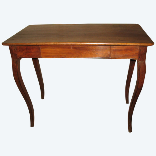 Table à écrire bureau époque 18ème Louis XV en noyer blond avec un tiroir 