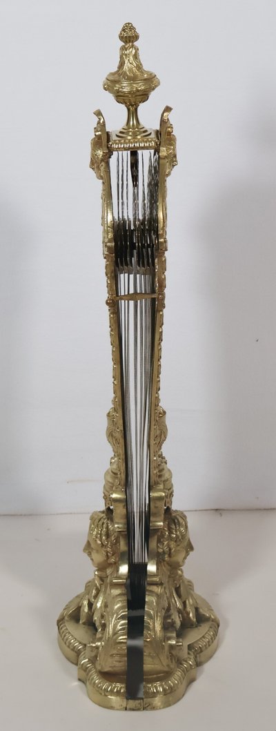 Fire screen fan in gilded bronze and brass Napoleon III period