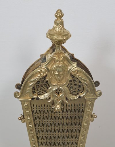 Fire screen fan in gilded bronze and brass Napoleon III period