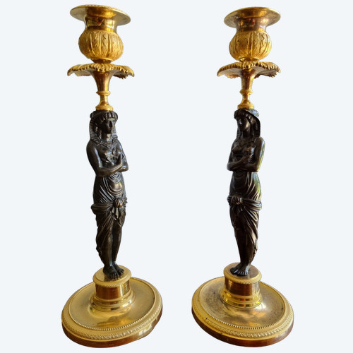 Pair of Egyptian-style torches, Consulat Retour d'Égypte period.