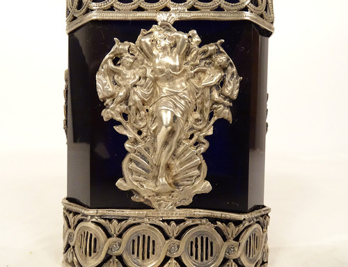 Flakon Silber Massiv Deutsch Hanau Venus Muschel Vase Schwäne Ende XIX.