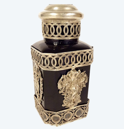 Flakon Silber Massiv Deutsch Hanau Venus Muschel Vase Schwäne Ende XIX.