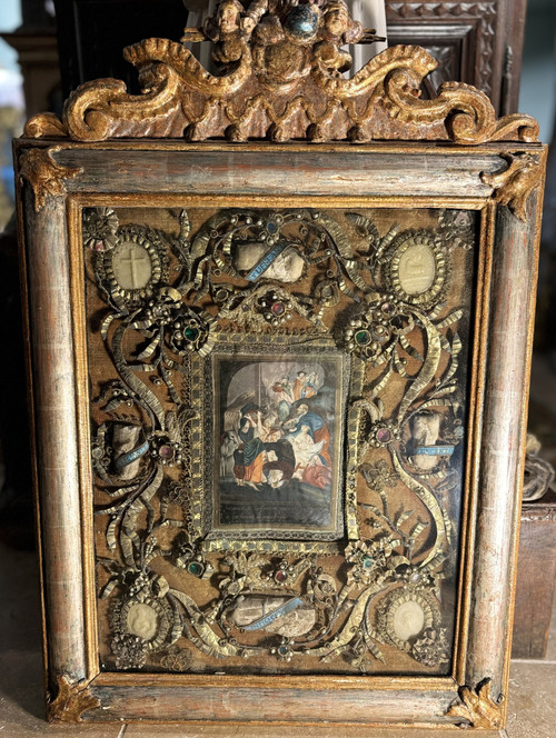 Important Tableau Reliquaire Aux Quatre Reliques - Early 18th century