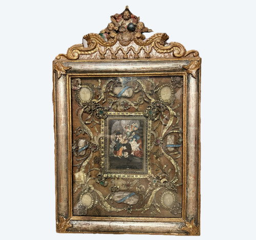 Important Tableau Reliquaire Aux Quatre Reliques - Early 18th century