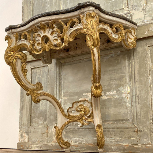 Console in painted and gilded wood 18th century