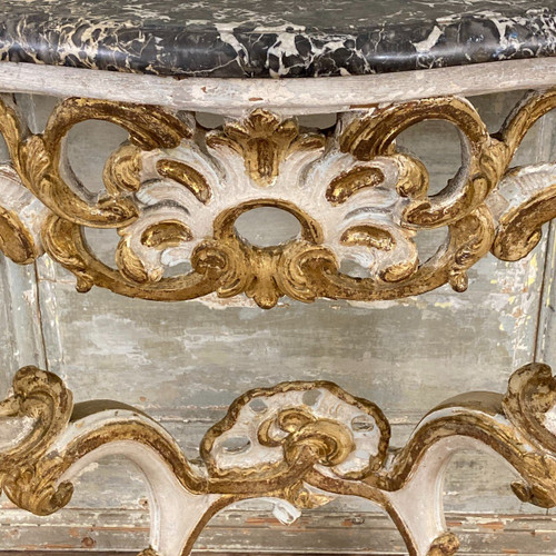 Console in painted and gilded wood 18th century
