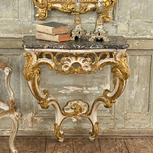 Console in painted and gilded wood 18th century
