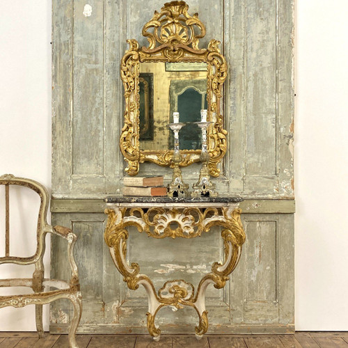 Console in painted and gilded wood 18th century