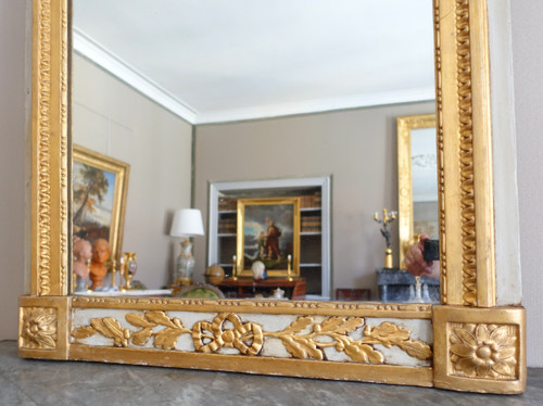 Provencal trumeau, Louis XVI period in-between mirror - gilded with gold leaf, mercury mirror