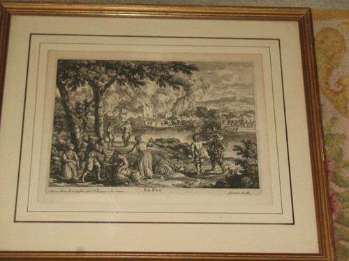 Acqua Terra Aria Fuoco Incisioni di Gabriel Perelle (1604-1677) incorniciate XIX secolo