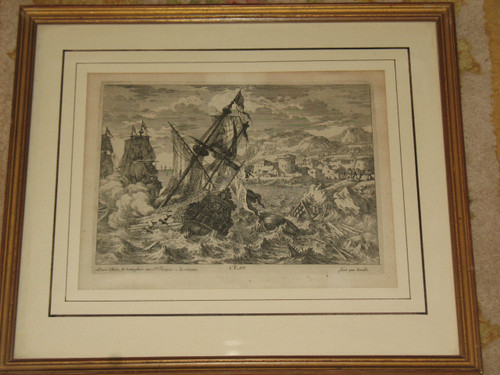 Acqua Terra Aria Fuoco Incisioni di Gabriel Perelle (1604-1677) incorniciate XIX secolo