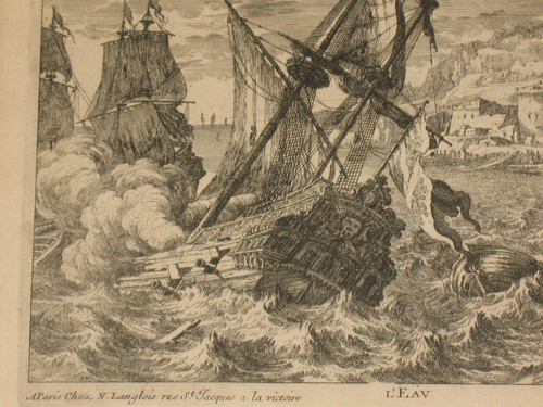 Acqua Terra Aria Fuoco Incisioni di Gabriel Perelle (1604-1677) incorniciate XIX secolo