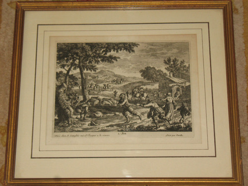 Acqua Terra Aria Fuoco Incisioni di Gabriel Perelle (1604-1677) incorniciate XIX secolo