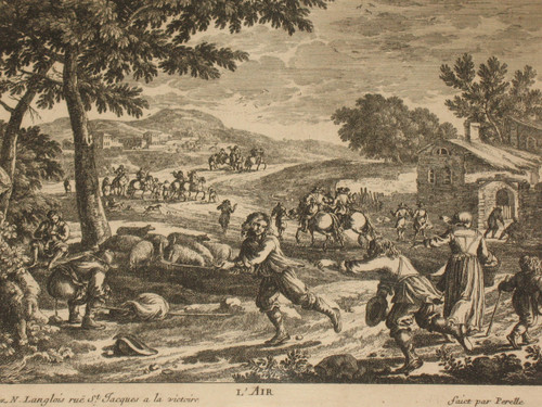 Acqua Terra Aria Fuoco Incisioni di Gabriel Perelle (1604-1677) incorniciate XIX secolo