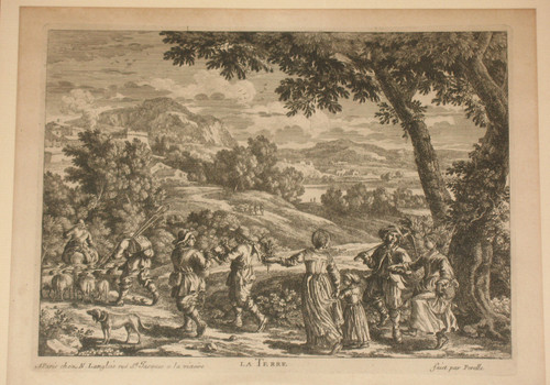 Acqua Terra Aria Fuoco Incisioni di Gabriel Perelle (1604-1677) incorniciate XIX secolo