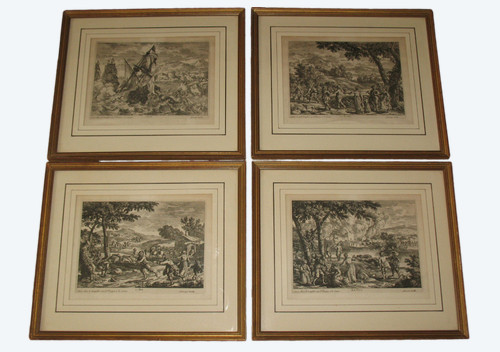 Acqua Terra Aria Fuoco Incisioni di Gabriel Perelle (1604-1677) incorniciate XIX secolo
