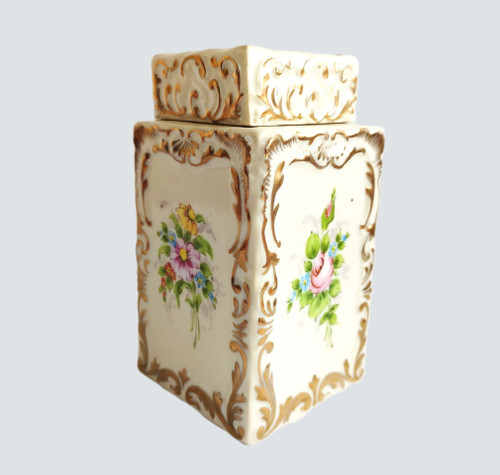 Paris Porcelain Hand Painted Tea Box 19th C