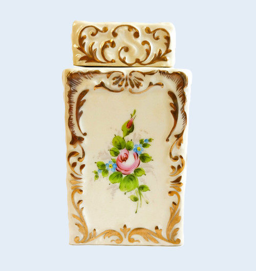 Paris Porcelain Hand Painted Tea Box 19th C