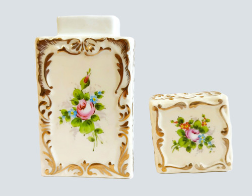 Paris Porcelain Hand Painted Tea Box 19th C