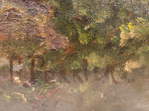 "Paysage aux vaches", large oil on canvas, 19th century, signed E.Perrier