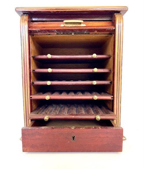 Antique cigar cabinet in mahogany and brass