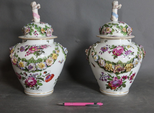 Pair of Samson porcelain covered pots