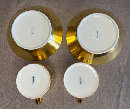 Pair Of Porcelain Cups And Coasters From KPM 20th century