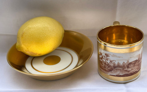 Pair Of Porcelain Cups And Coasters From KPM 20th century