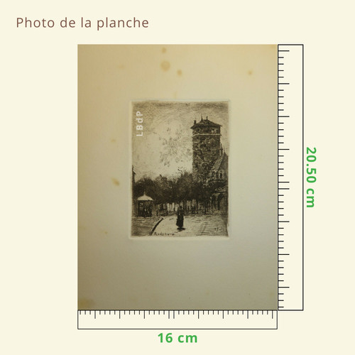 Etching by Eugène Viala - aquafortist from Aveyron