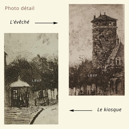 Etching by Eugène Viala - aquafortist from Aveyron