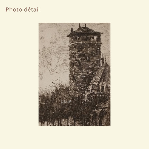 Etching by Eugène Viala - aquafortist from Aveyron