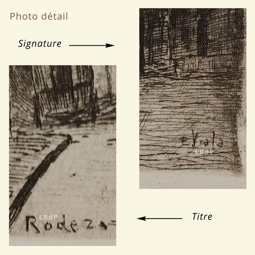 Etching by Eugène Viala - aquafortist from Aveyron