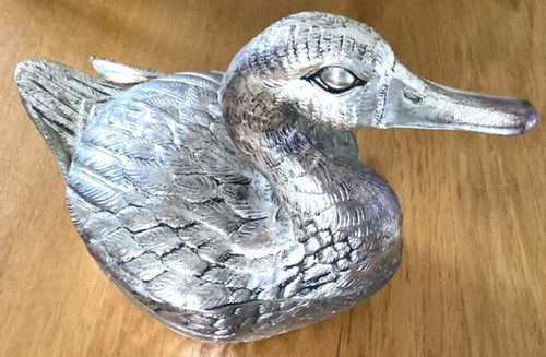 Silberne Metall-Ente Tisch-Kühlbox Mauro Manetti 1960